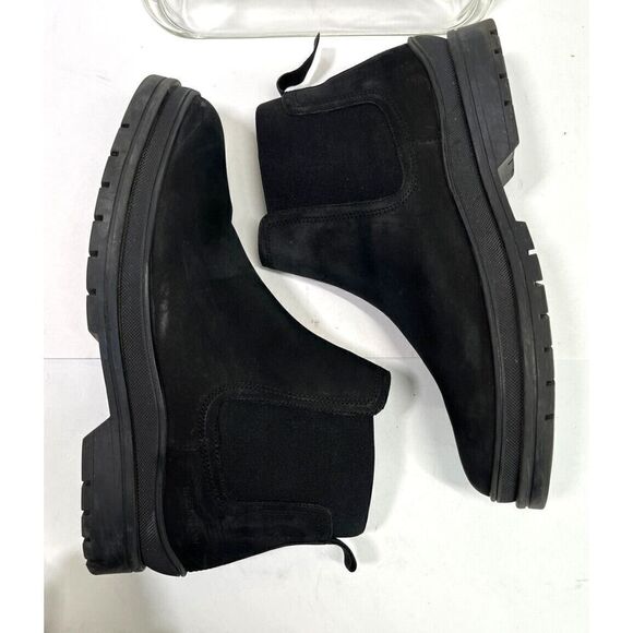 Aldo Men's Size 10 Black Chelsea Lug Boots Water Resistant Pull On Suede Like - Picture 10 of 13